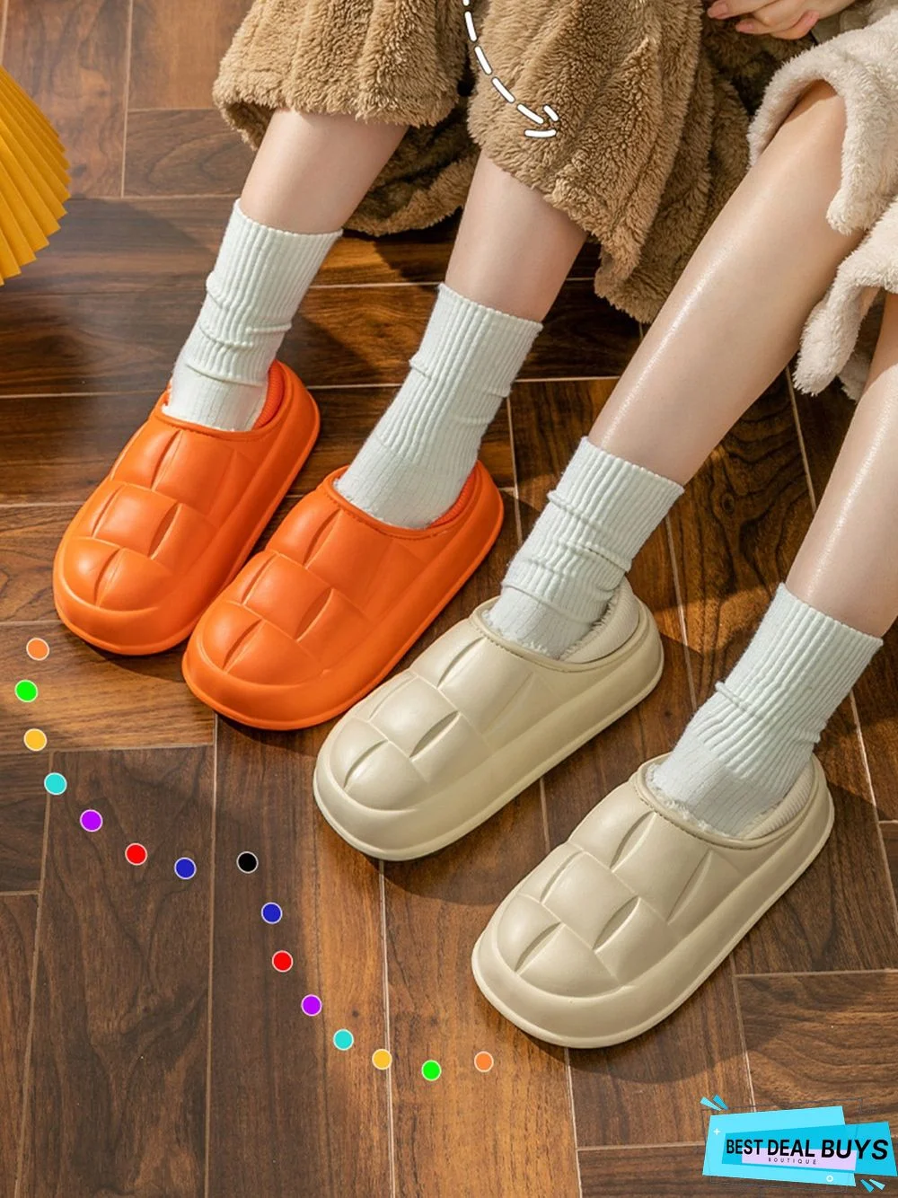 Waterproof Couple EVA Fleece Home Slippers