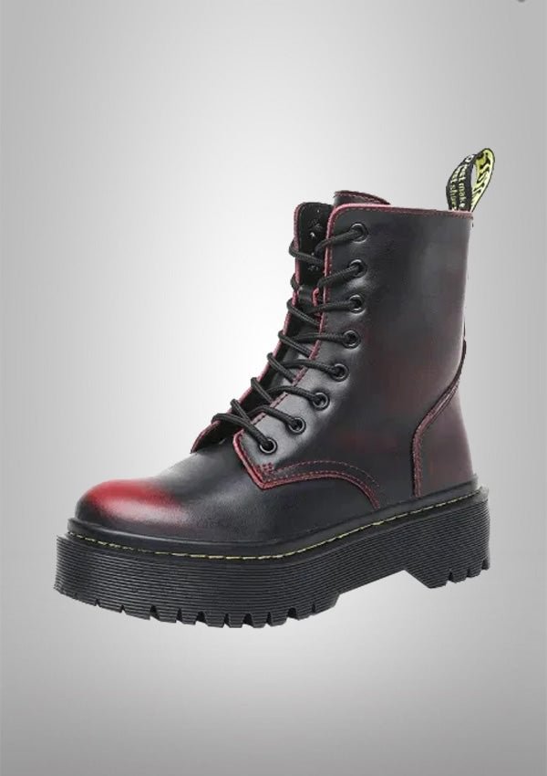 Gradient Red 8-Eye Leather Platform Shoes