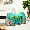 DIY Diamond Art Tissue Box Holder Turtle PU Leather Diamond Art Desktop Organizer Resin Rhinestone Storage Organizers Gem Art Home Office Decor Craft Gift