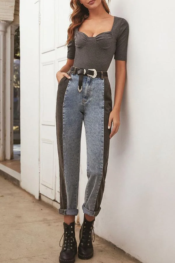 Womens Casual Tailored High Waist Jeans-Allyzone-Allyzone