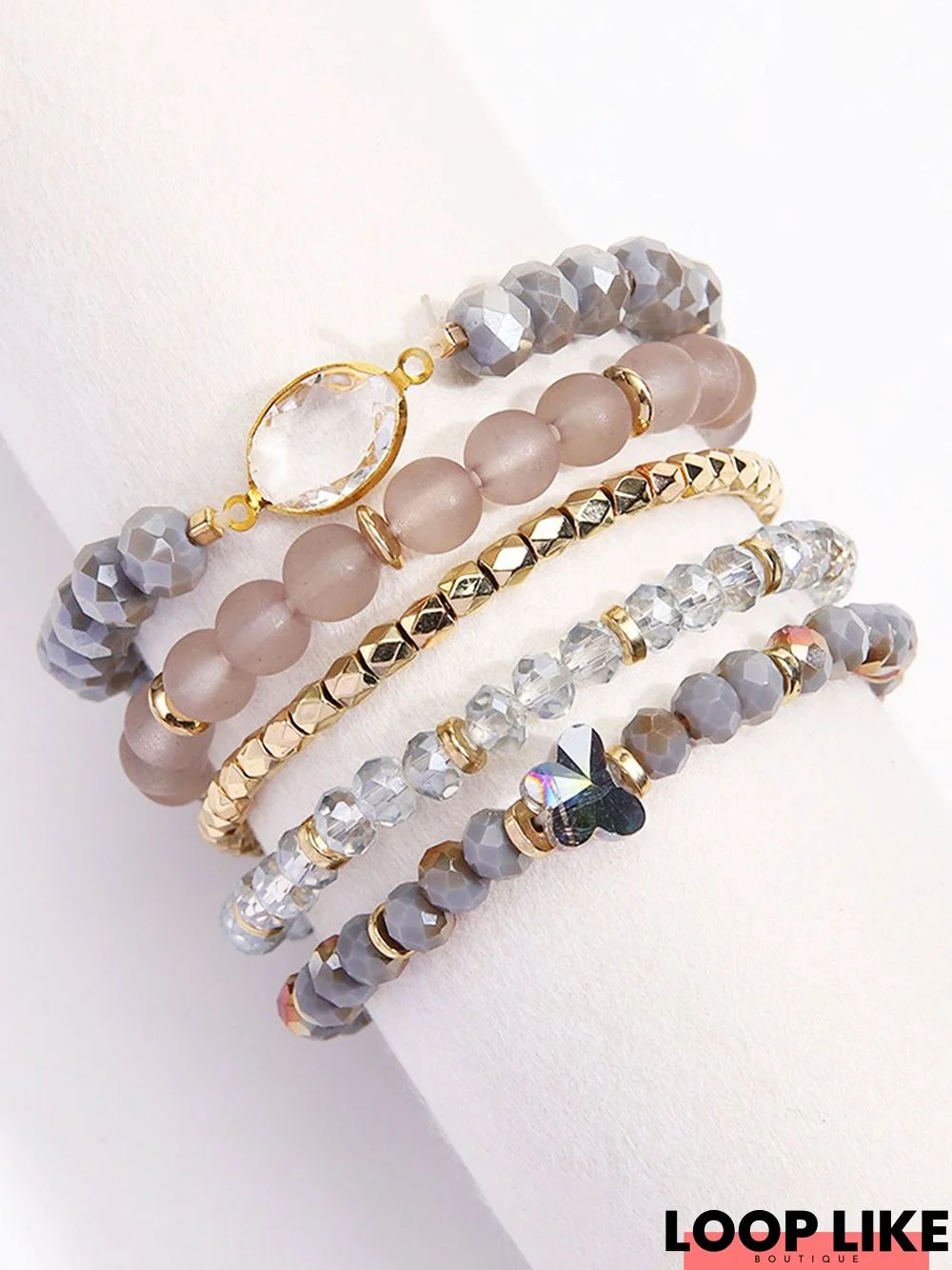 4Pcs Leisure Blue Crystal Multilayer Bracelet Set