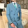 Sky-Blue Double Breasted Suit 2-Piece