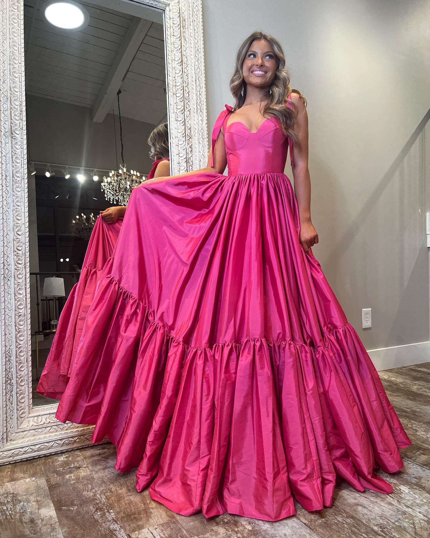  Lussooy Gorgeous Princess Sleeveless Fuchsia Floor Length Prom Dress 