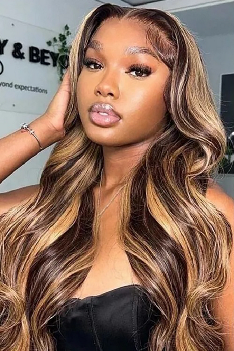 Wavy Long Curly Hair Highlights Wigs