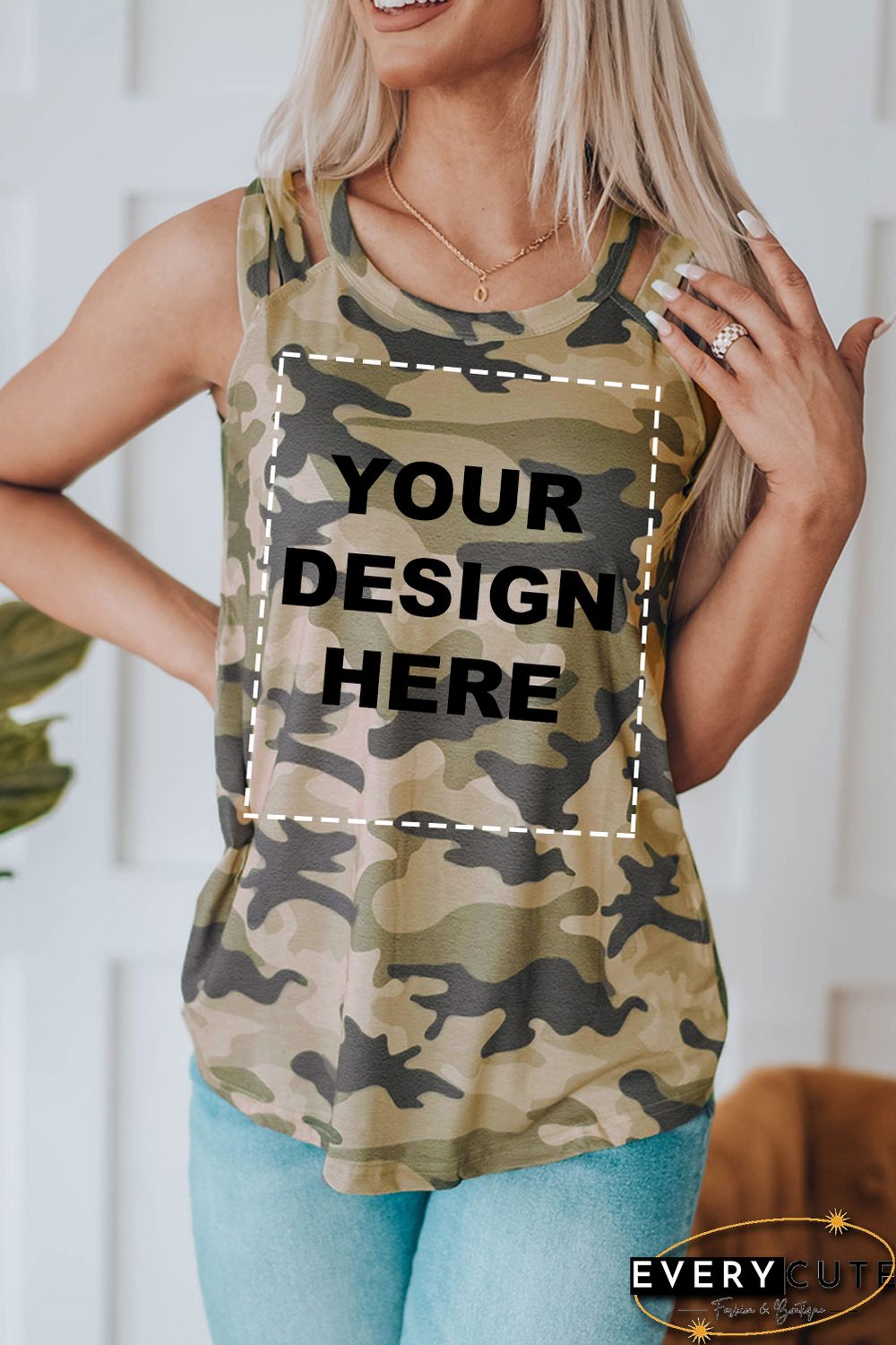 Blank Apparel - Camo Crisscross Shoulder Tank