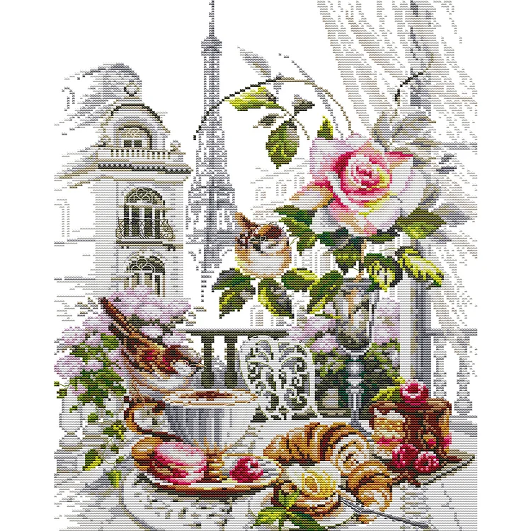 Joy Sunday French Breakfast 14CT Stamped/Counted Cross Stitch 37*48CM/14.57*18.9in