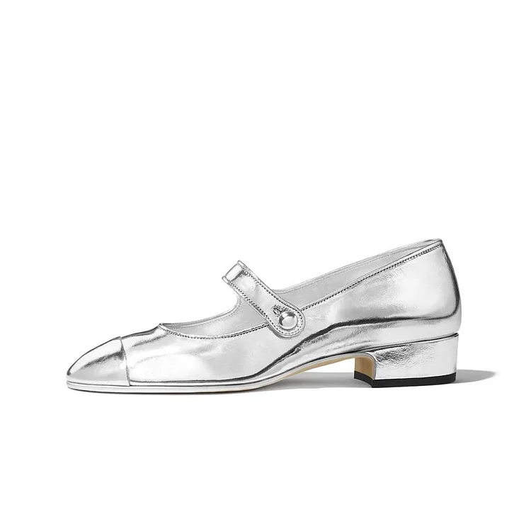 Custom Made Silver Metallic Mary Jane Shoes |FSJ Shoes
