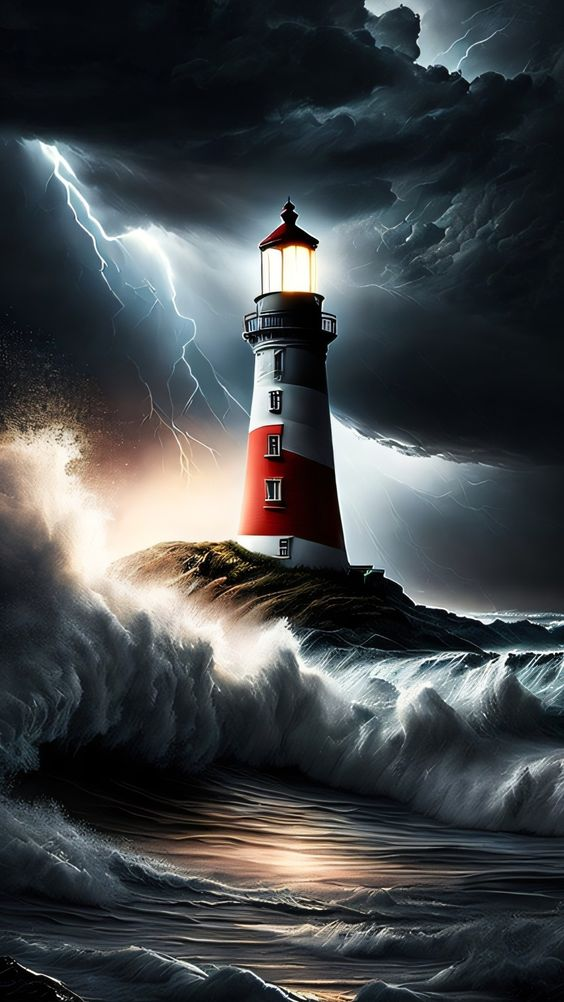  Lighthouse In A Storm 40*70CM (Canvas)AB Round Drill Diamond Painting gbfke