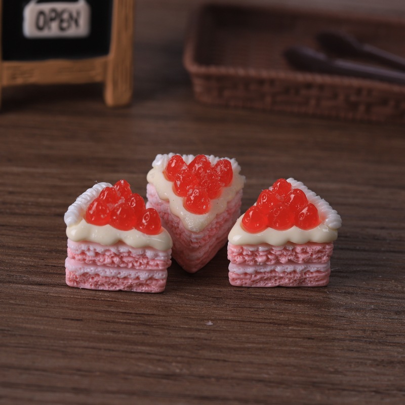 Mini Frosted Berry Cream Cake Slice Charm