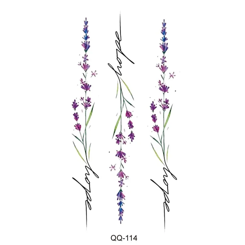 Small Waterproof Temporary Tattoo Sticker Colorful Feather Flower Leaves Planet Moon Women Body Art Wrist Neck Fake Tattoos Men