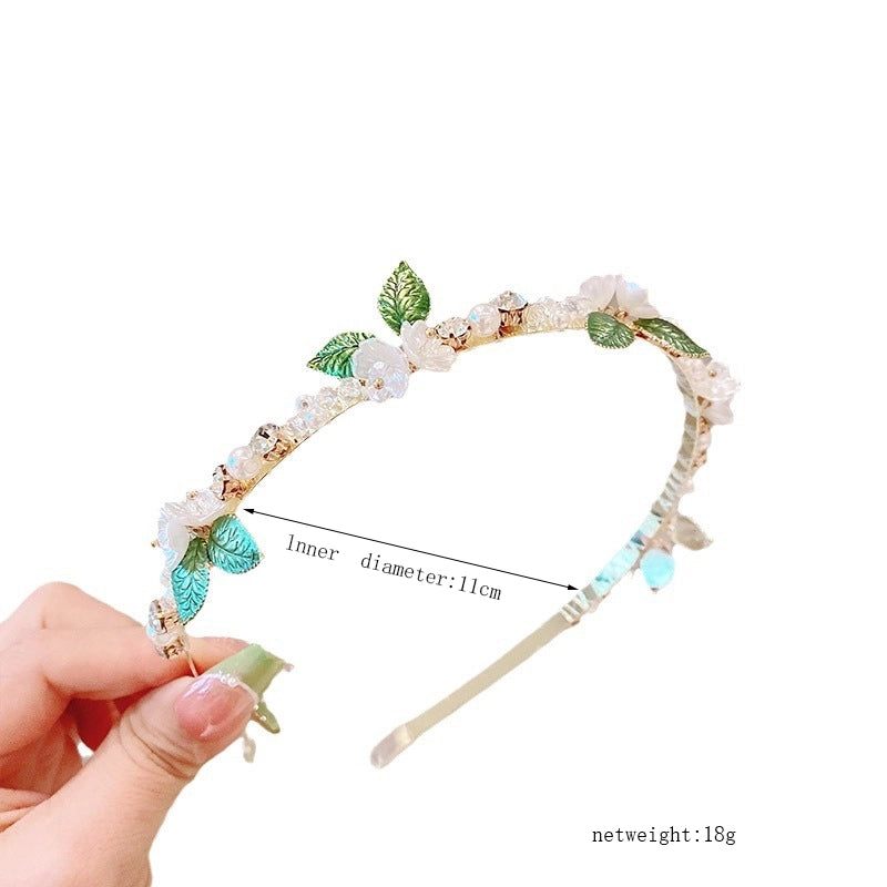 Minimalist Flower Alloy Inlay Pearl Hair Band