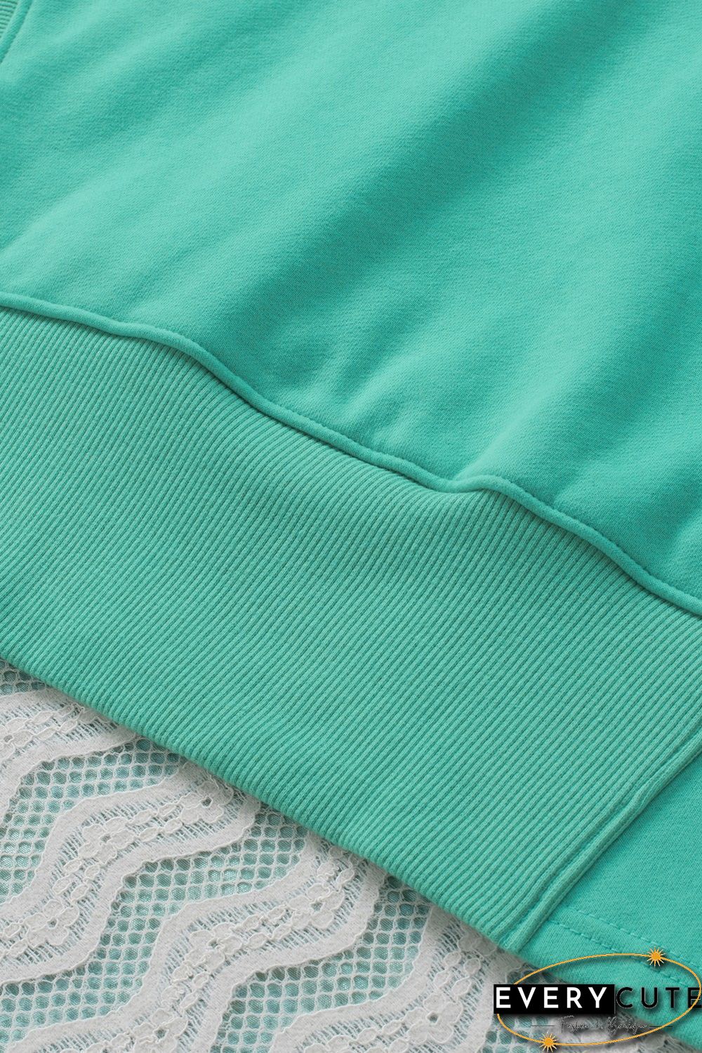 Turquoise Batwing Sleeve Pocketed Henley Hoodie