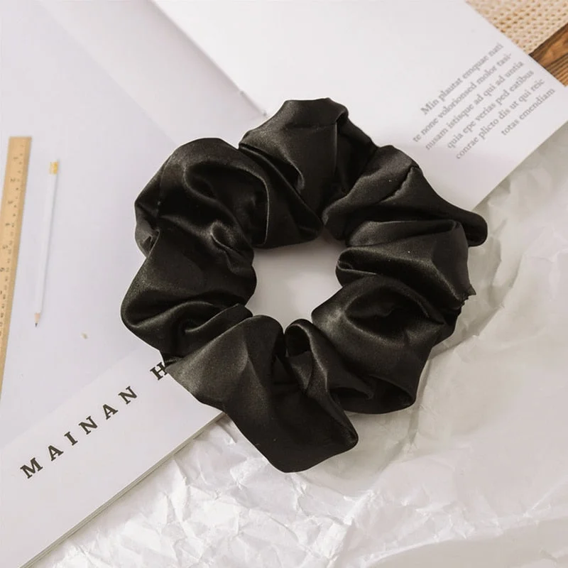 1PC Satin Silk Solid Color Scrunchies Elastic Hair Bands 2021 New Women Girls Hair Accessories Ponytail Holder Hair Ties Ropes