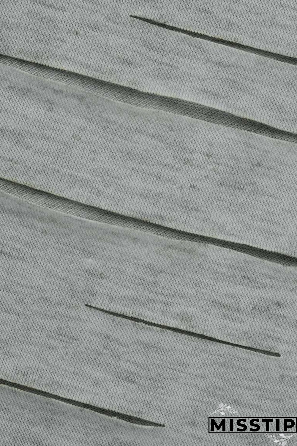 Black Casual Solid Ripped Patchwork O Neck Short Sleeve Two Pieces