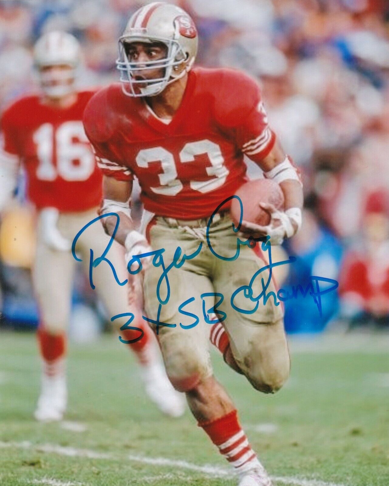 ROGER CRAIG SAN FRANCISCO 49ERS 3 X SB CHAMP ACTION SIGNED 8X10