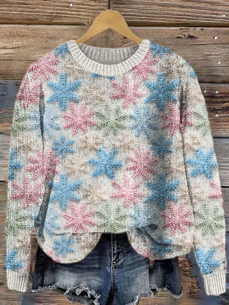 Women's Christmas Colorful Snowflake Knitted Sweater
