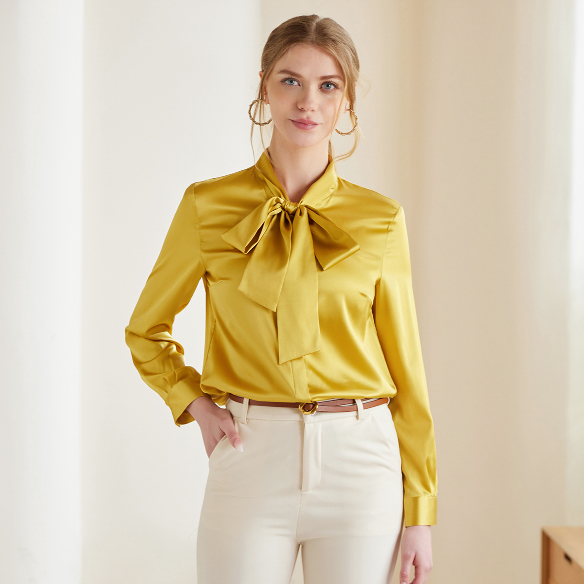Silk Blouse with French Ribbon High Quality Loose REAL SILK LIFE