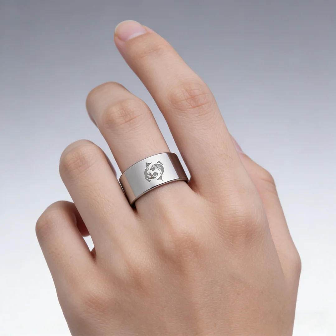 4MM 6MM 8MM 10MM Width Zodiac Pisces Laser Tungsten Carbide Rings Silver Flat Couple Wedding Bands 