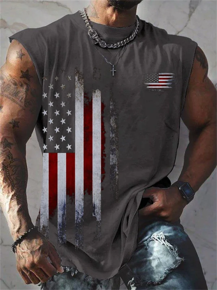 VChics Men's Vintage Independent Flag Print Tank Top
