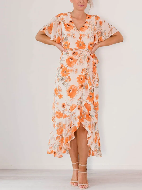 Fresh and sweet tiered floral dress