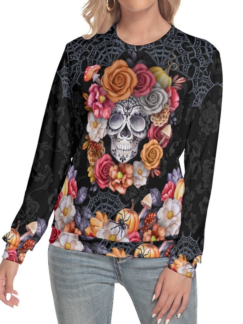 Skull Floral Print Women's Sweatshirt