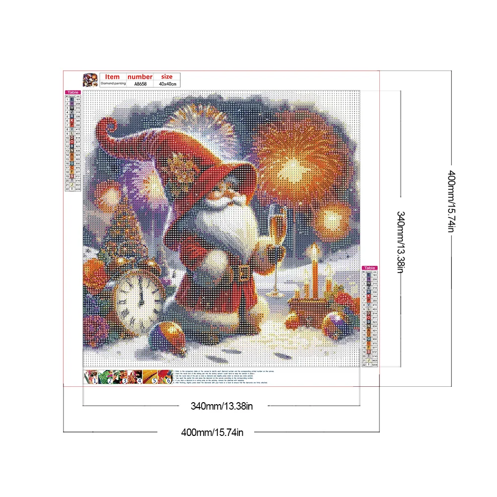 Diamond Painting - Full Round Drill - Gnome Clocks New Year(Canvas|40*40cm)