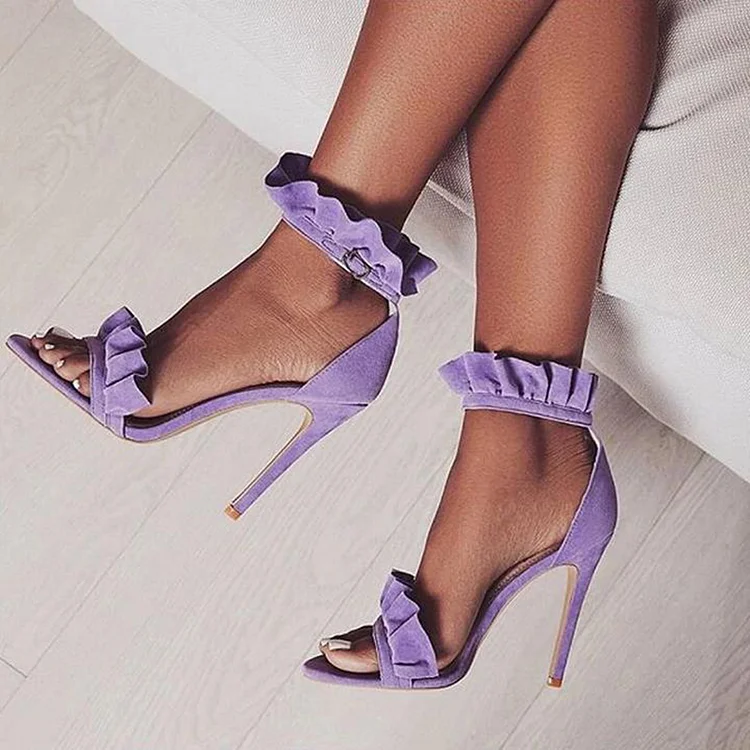Light Purple Folded Strap Stiletto Sandals Vdcoo