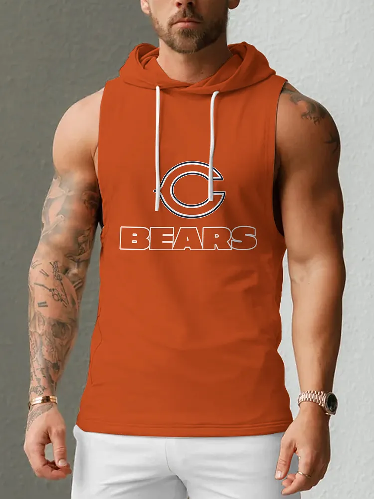Chicago Bears Men's  Casual Comfy Sleeveless Hooded Tank Top