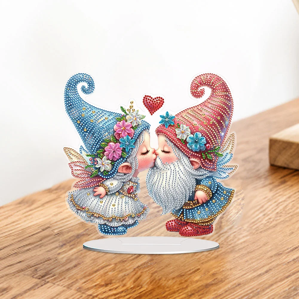 5D DIY Acrylic Valentine Gnome Special Shape Diamond Painting Desktop Ornaments