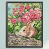 >SALE<Full Embroidery Cotton Thread 11CT Printed Fragrant Rabbit Cross Stitch 42x52cm