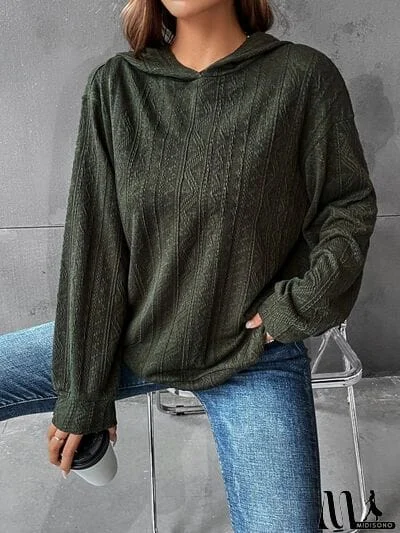 MidiSono - Textured Dropped Shoulder Hoodie
