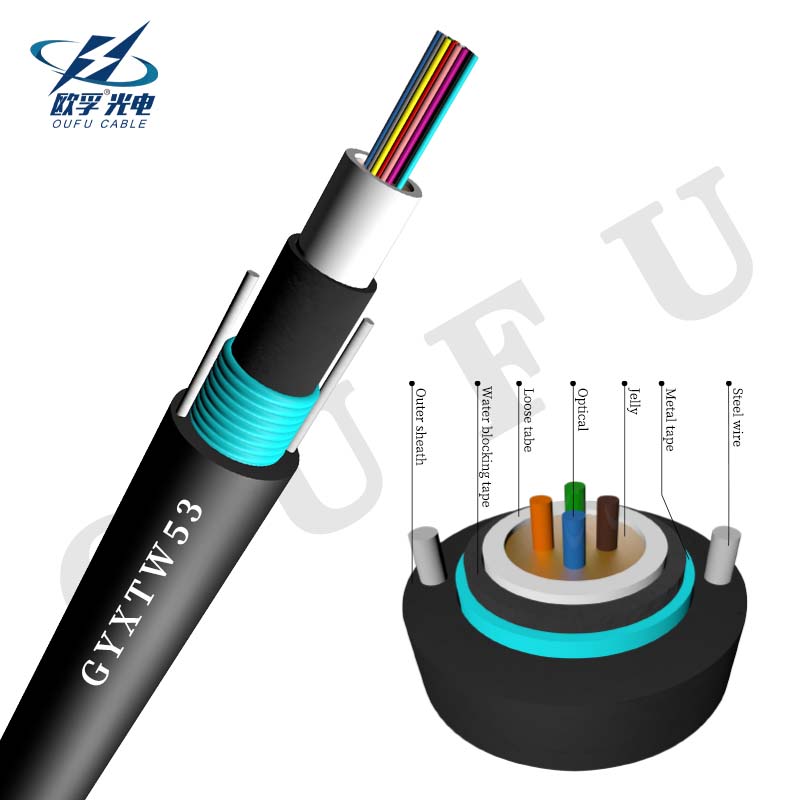 2-24 core light armored single mode parallel steel wire aerial/duct fiber cable