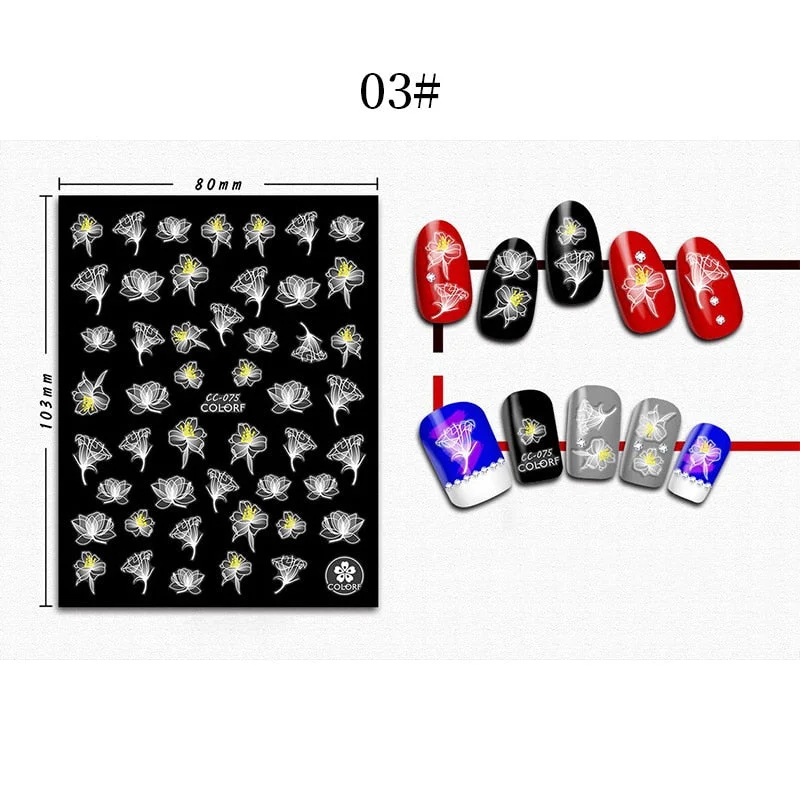 1 Sheet 3D Halloween Nail Sticker Christmas Skull Bone Snake Butterfly Maple Leaf Pattern Decals Manicures 3D Nail Decorations