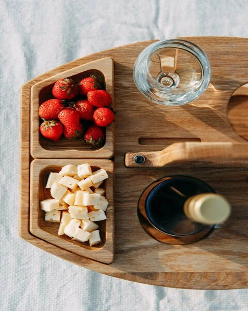 LAST DAY 49% OFF-🍷PORTABLE WOODEN OUTDOOR PICNIC WINE TABLE🍷