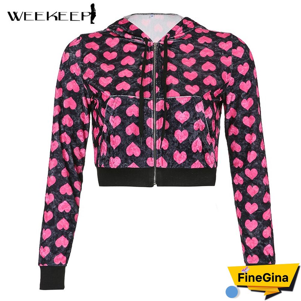 Weekeep Pink New Cute Heart Velvet Straight Trousers Streetwear Women Lace Up High Waist Baggy Pants Autumn Casual Sporty Jogger