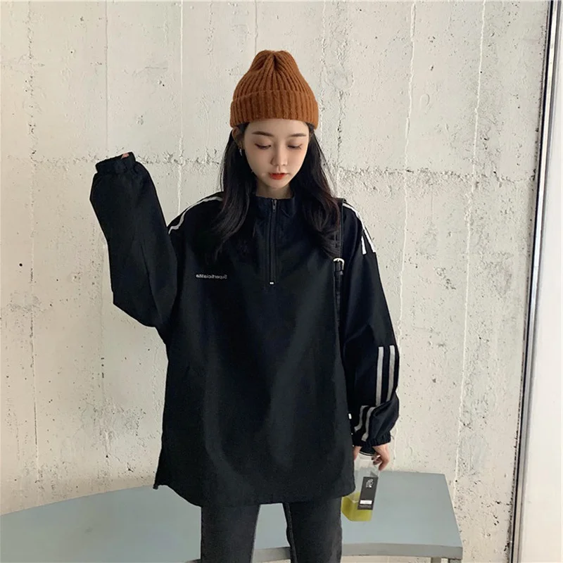 Brownm Brownm Web Celebrity Zipper Hoodie Female Spring And Autumn Thin Model 2024 New Korean Version Stripe College Wind Student Jacket Ins