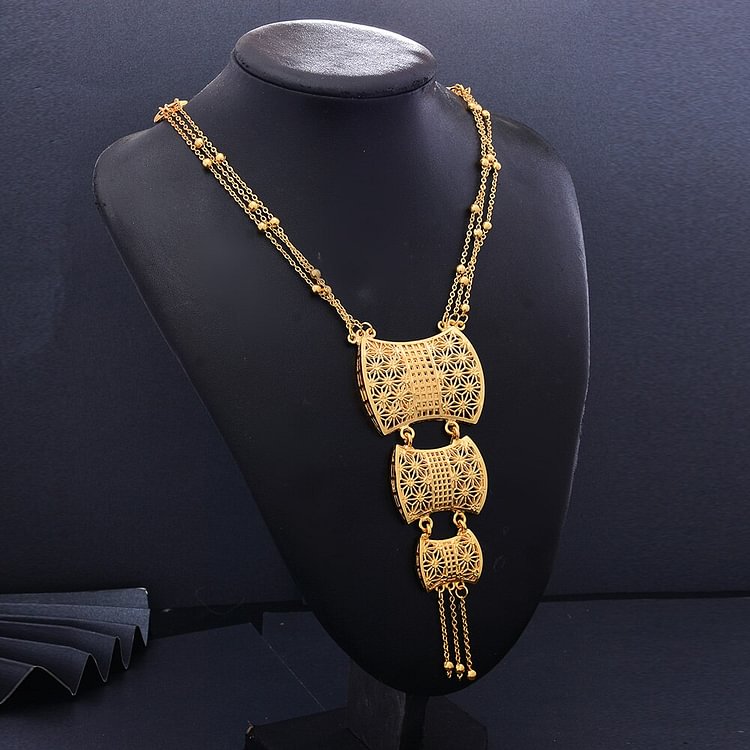24K Dubai Gold Color jewelry sets For Women African Bridal Wedding Gifts party Necklace Sets
