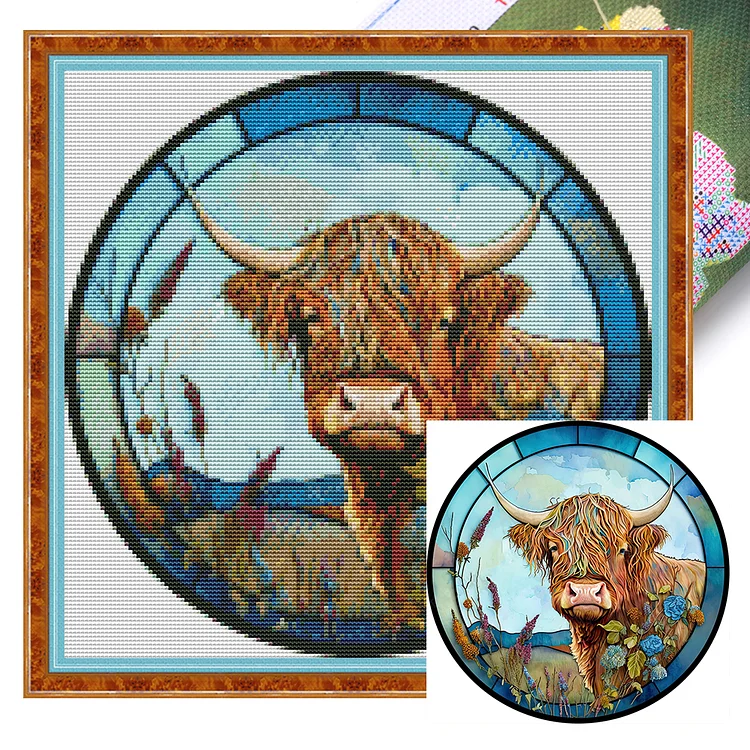 『HuaCan』Cow - 11CT Stamped Cross Stitch(40*40cm)