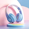 Light-Up Wireless BT Headphones Rechargeable Kawaii Wireless BT5.3 Headset Gradient Color HiFi Stereo Gaming Earphones for Home Office School Outdoor Travel