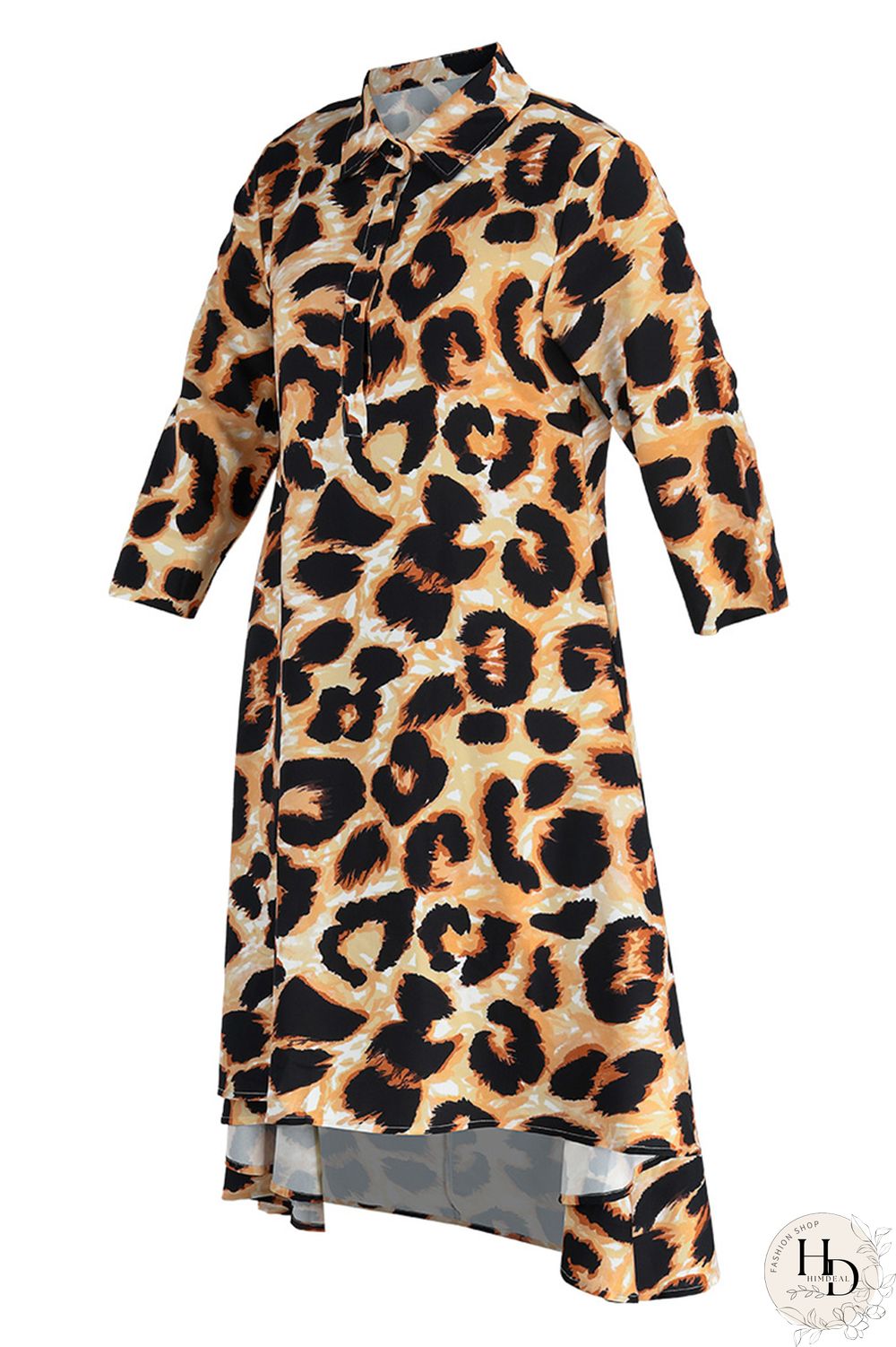 Camouflage Fashion Casual Print Patchwork Turndown Collar Shirt Dress