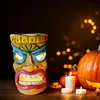 Outdoor Tiki Statue Garden Deco with Solar Light Hawaiian Tiki Ornament (Blue)