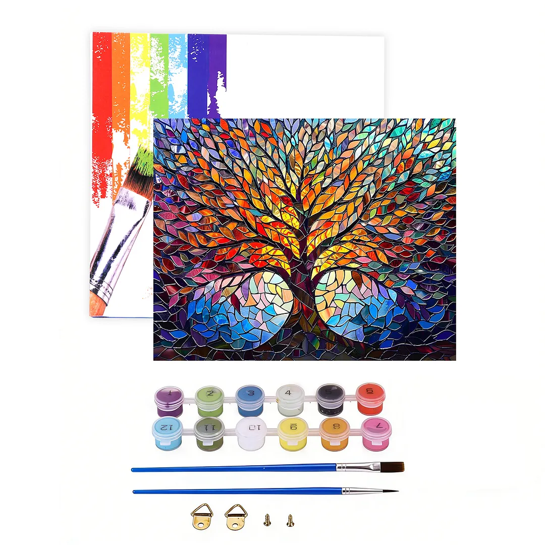 DIY Tree of Life Paint by Numbers Kits Drawing Paintwork on Canvas 15.75x19.69inch Without Frame Canvas Oil Painting Number Painting for Beginners Adults Gift Home Wall Decor