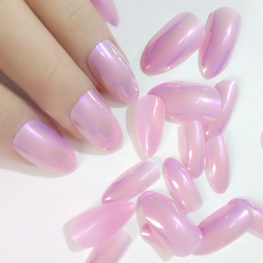24Pcs Wine Red Artificial False Nails Blooming Gradient Short Stiletto Fake Nails With Design Glitter Gold DIY Manicure Tools-Nail Inspo