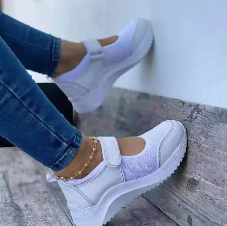 Mesh Breathable Sneakers Shoes for Women 2022 Fashion Velcro Wedge Platform Women's Shoes Outdoor Walking Casual Sport Shoes