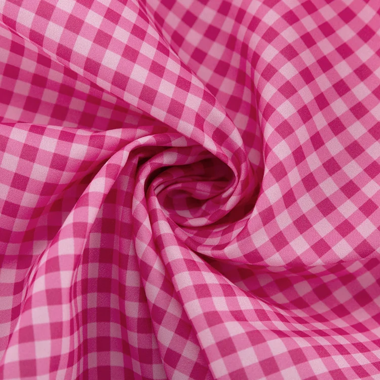 Churchf Churchf Women's Pink Checked Butterfly Collar Long-Sleeved Dress Temperament Fashion Design Sense A Line Skirt