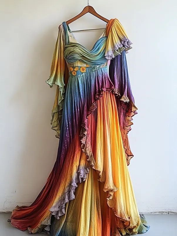 Summer Vacation Rainbow Lace Ruffle Dress 6d2c