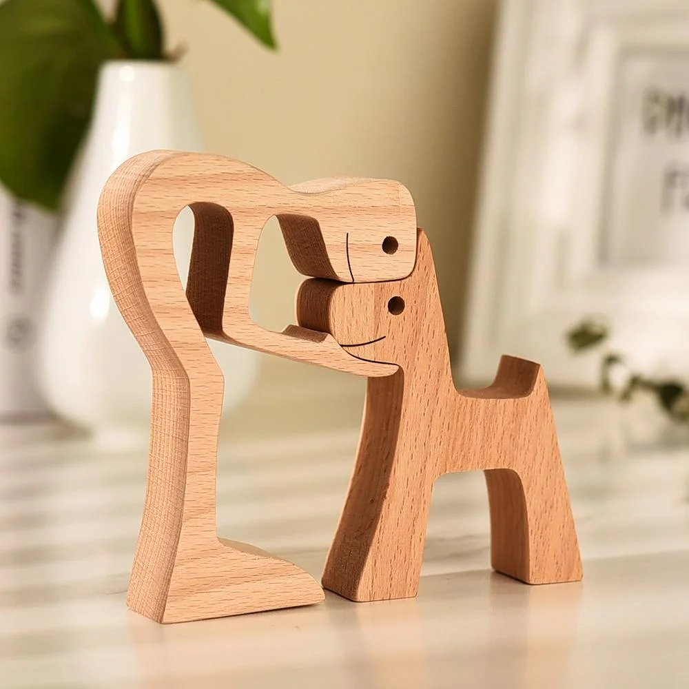 Original Design For Nordic Style Homde Decoration Wooden Animal Model Lovely Dog Men Ornament For Arts And Crafts Birthday Gift 1108