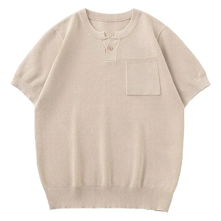 Men's Knit Short Sleeve T - Shirt Loose Fit Casual Top