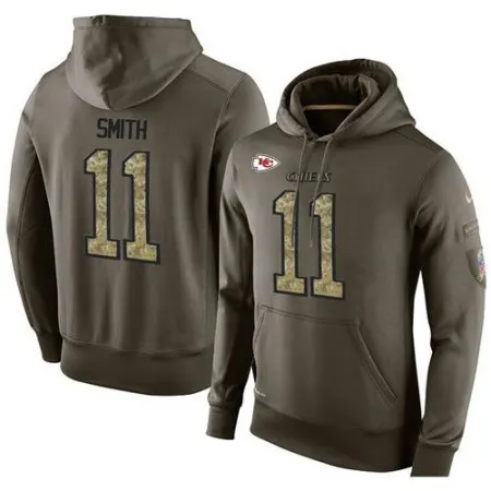 NFL Men's  Kansas City Chiefs #11 Alex Smith Stitched Green Olive Salute To Service KO Performance Hoodie