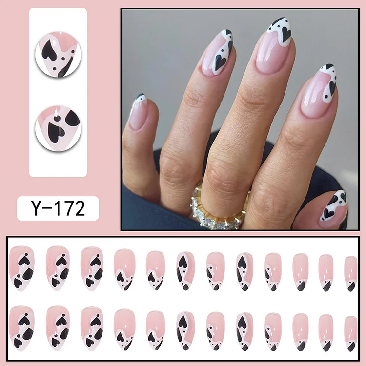 Milkshake Love Manicure - 24 Fake Nails 12 Sizes Short Almond Press On Nails Kit